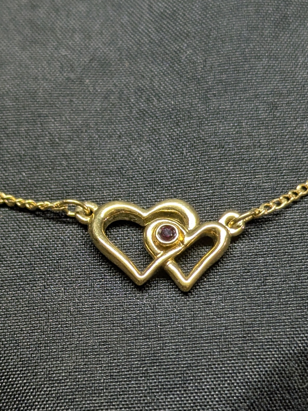 Loving Hearts 17½" Necklace Garnet Simulated Birthstone by Avon